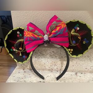 Handcrafted Fiesta Minnie Ears with Pink Bow